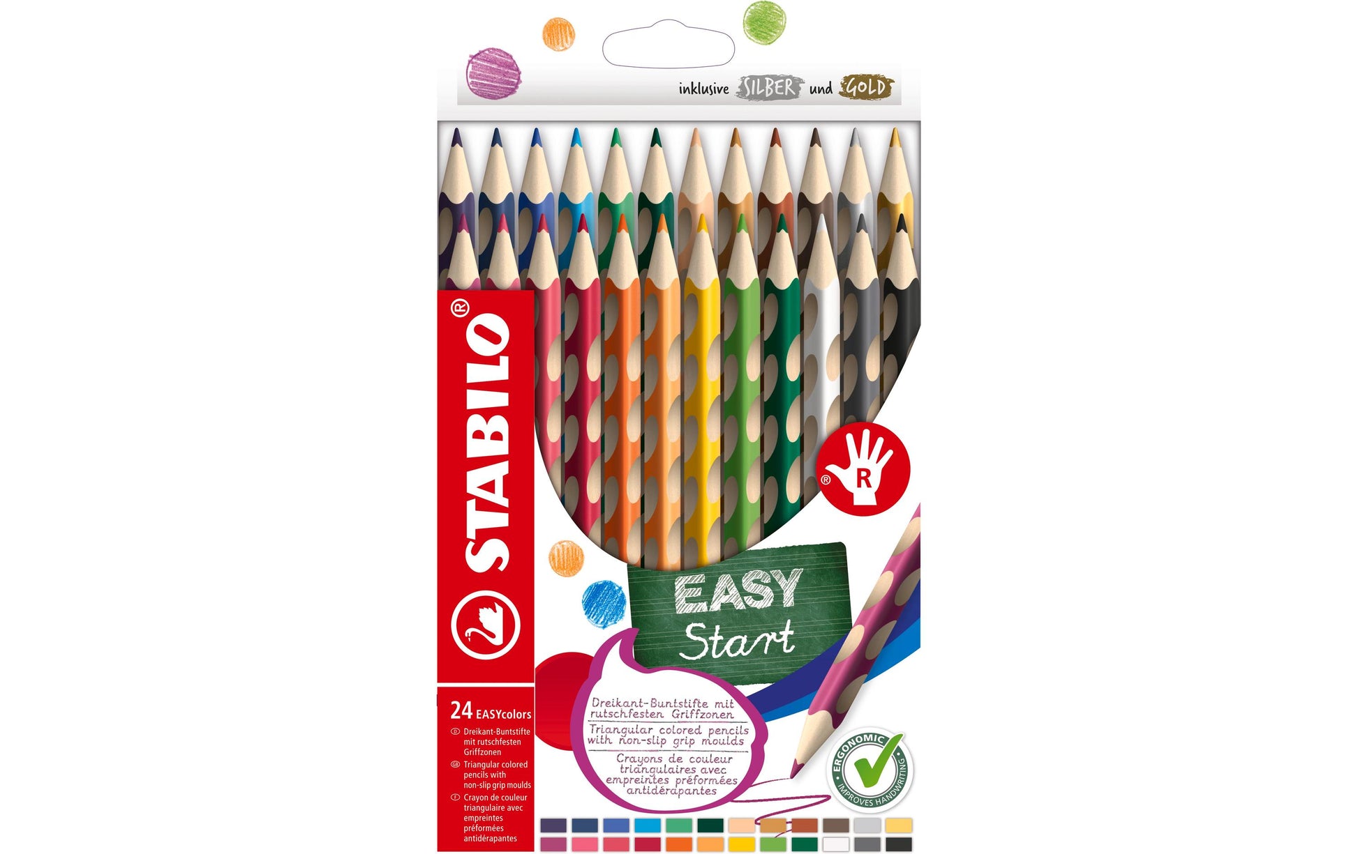 Stabilo Buntstift Mehrfarbig 24er-Etui – ergonomisch, dreikant, Ø 4,2 mm