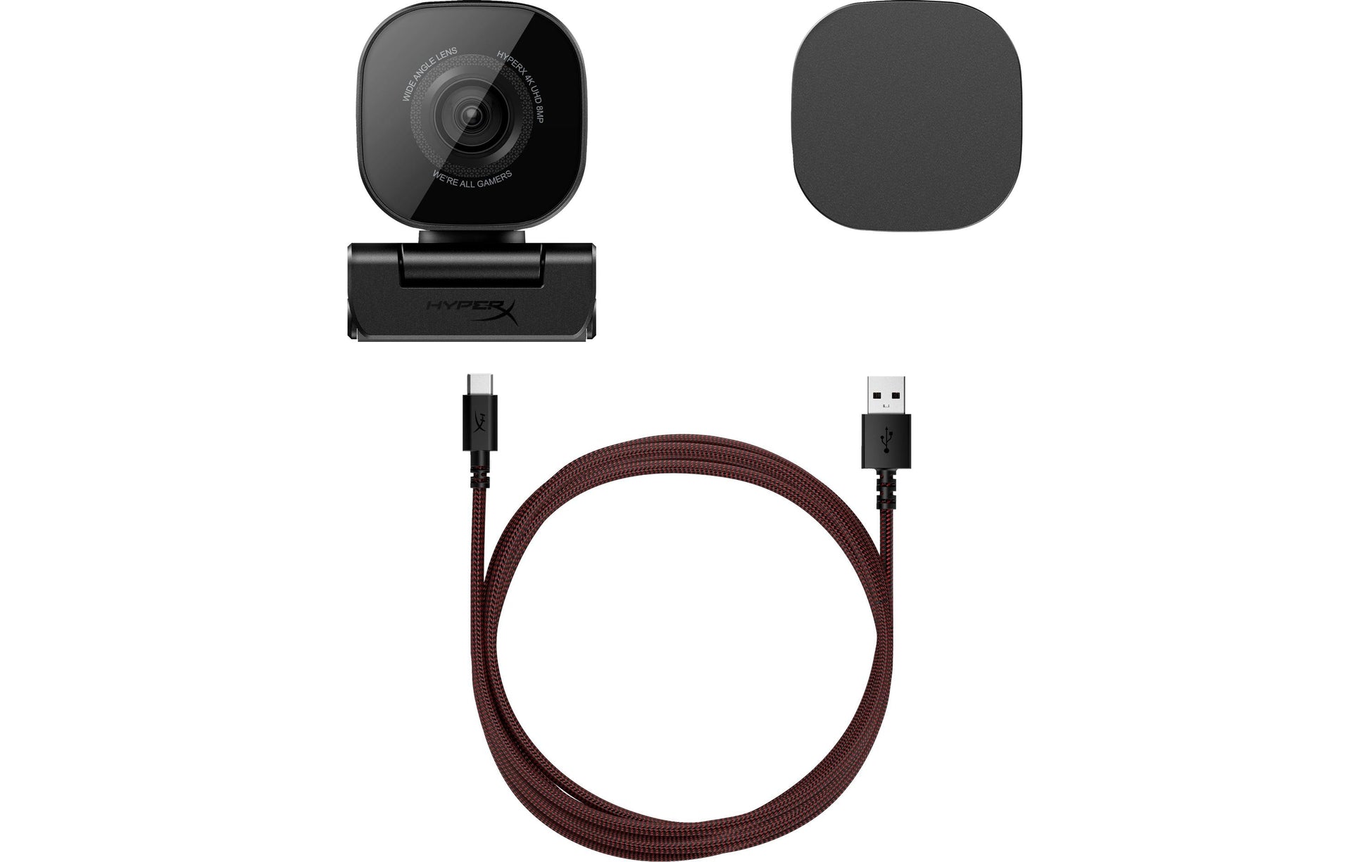 HyperX Vision S – Webcam – 4K, USB‑C (USB 3.0), Autofokus, ohne Mikrofon, 90° FOV, Schwarz