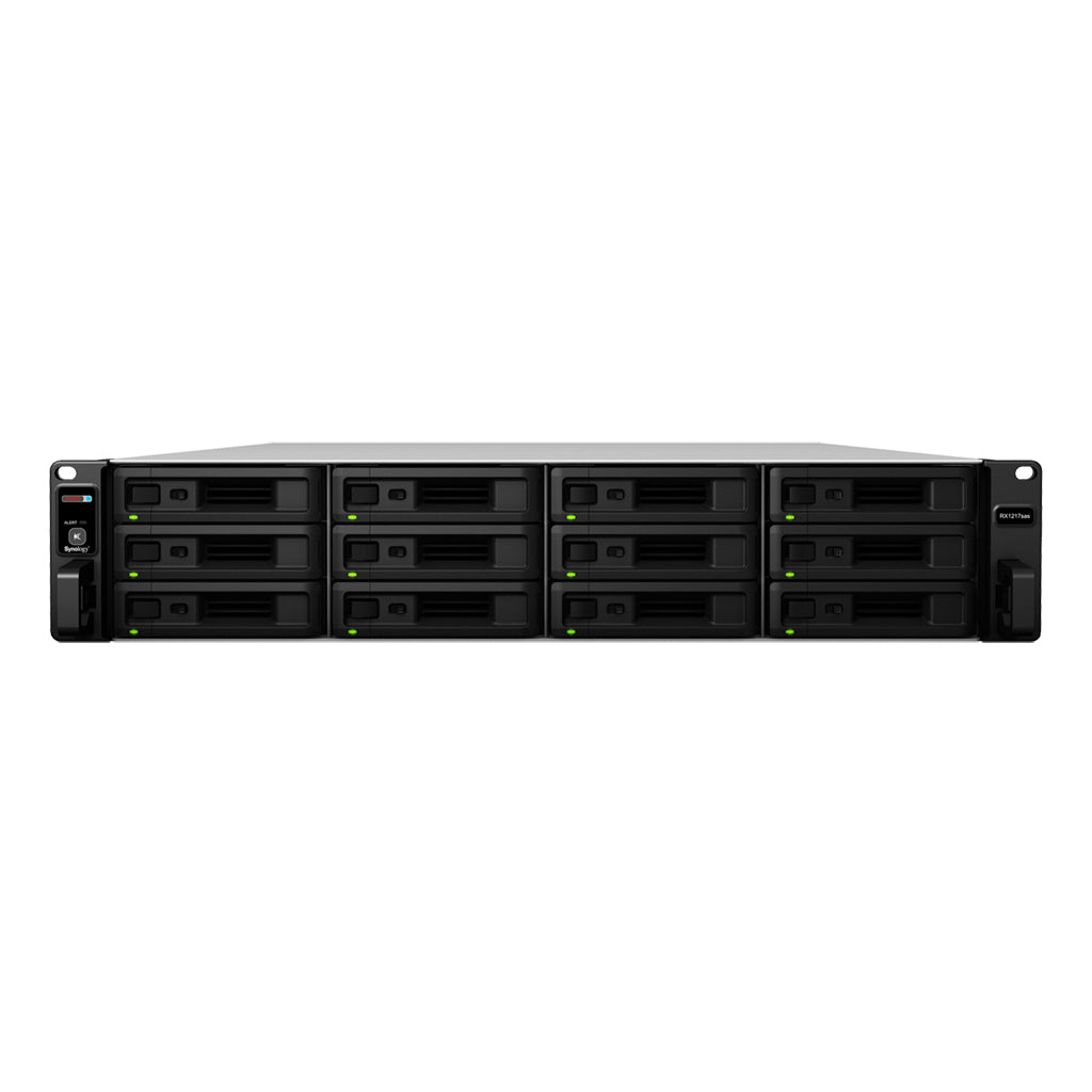 Synology RX1217sas – 12-Bay Rack 2U NAS – 2×SAS, redundantes Netzteil, für 2,5"/3,5" HDD/SSD, SATA/SAS