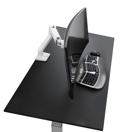 Ergotron HX Desk Single – Monitorarm, Single, bis 42", VESA 75 × 75 mm, 9–19 kg, neigbar, weiss