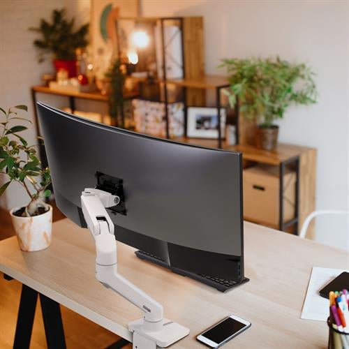 Ergotron HX Desk Single – Monitorarm, Single, bis 42", VESA 75 × 75 mm, 9–19 kg, neigbar, weiss