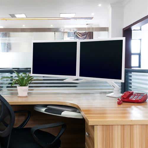 Ergotron HX DESK – Monitorarm, Dual, bis 32", 2,3–7,9 kg, neigbar, weiss