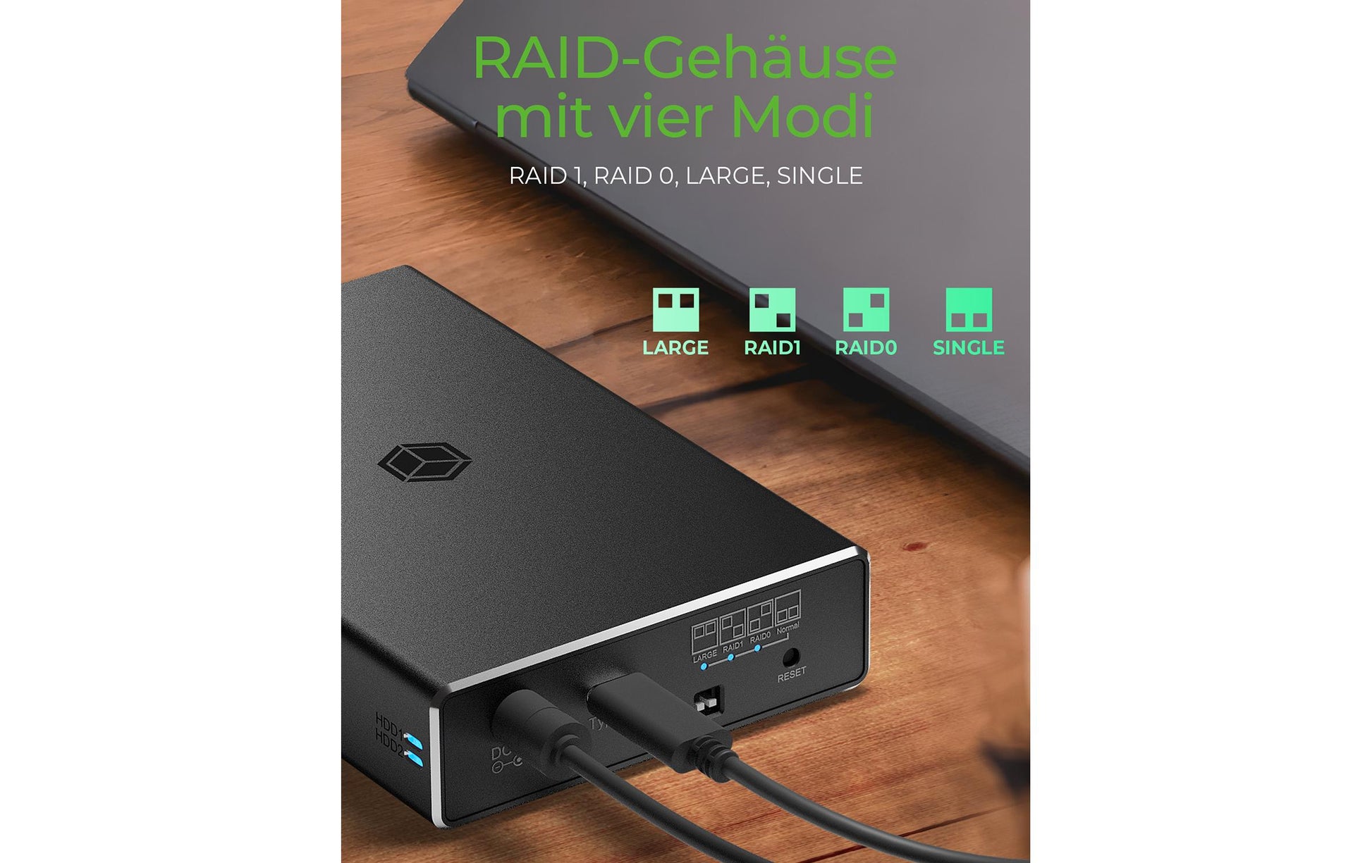 RaidSonic ICY BOX IB-RD2253-C31 – 2-Bay Desktop RAID-Gehäuse – für 2,5" HDD/SSD, SATA