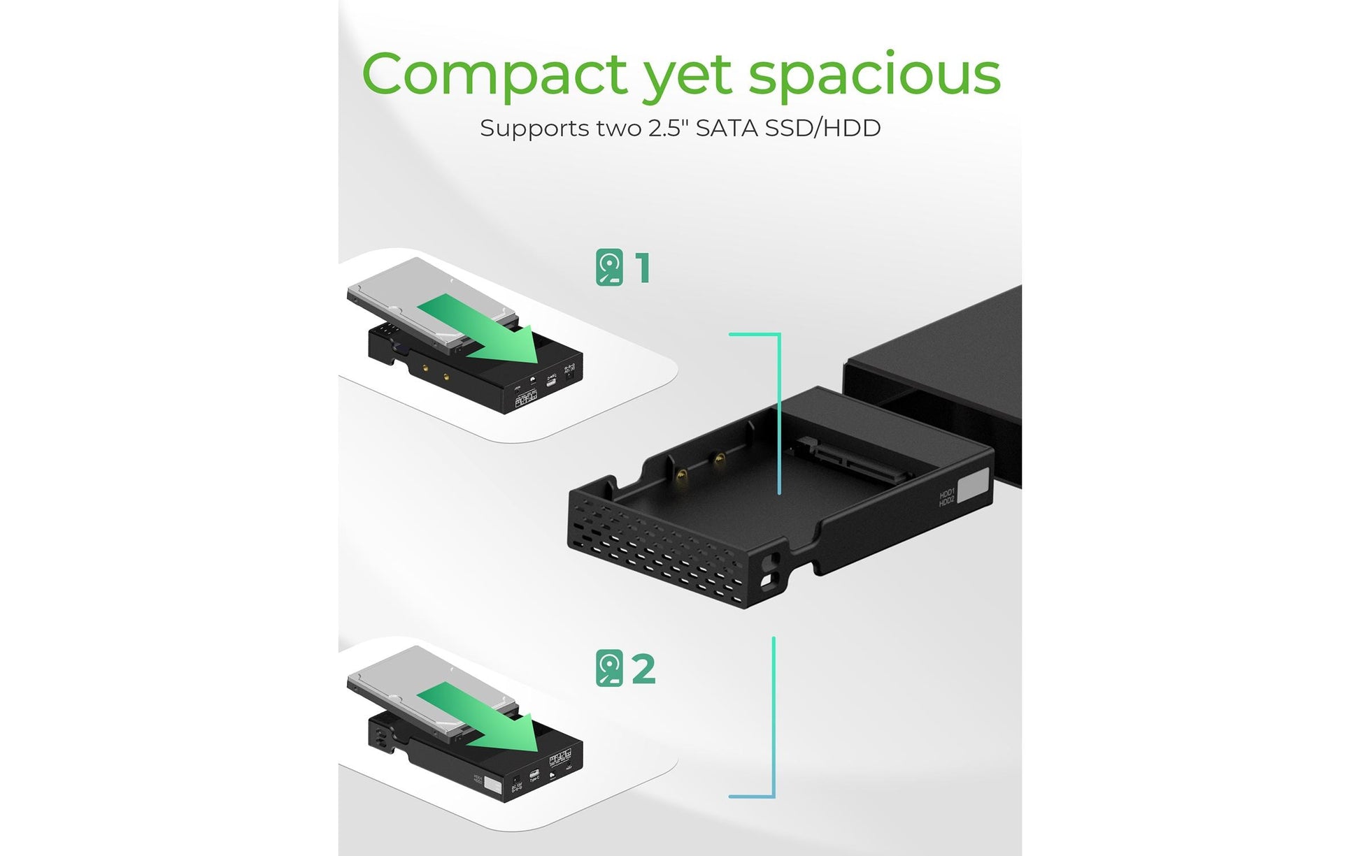 RaidSonic ICY BOX IB-RD2253-C31 – 2-Bay Desktop RAID-Gehäuse – für 2,5" HDD/SSD, SATA