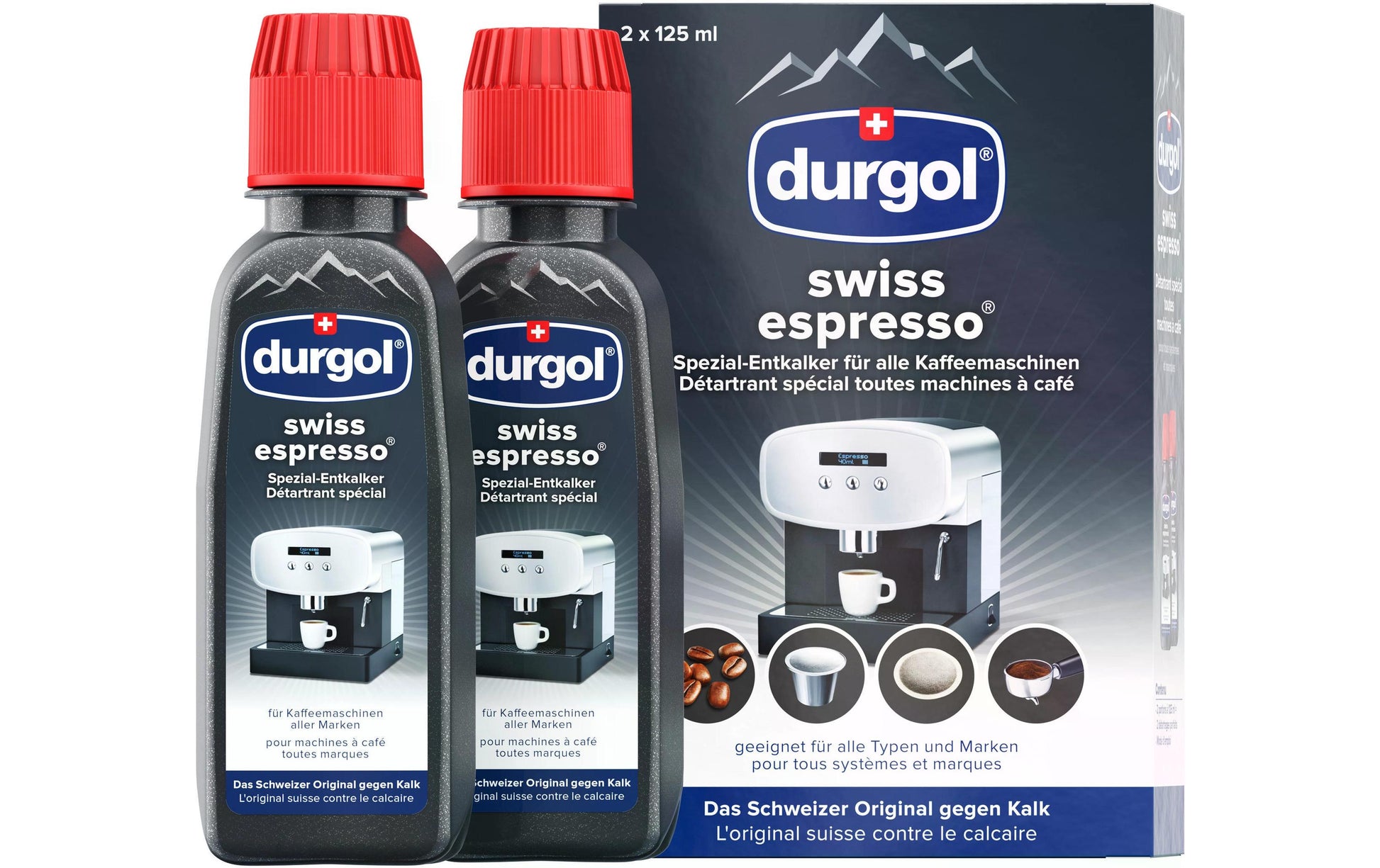 Durgol Swiss Espresso Entkalker – für Kaffeemaschinen – Flüssigkeit – 2×125 ml