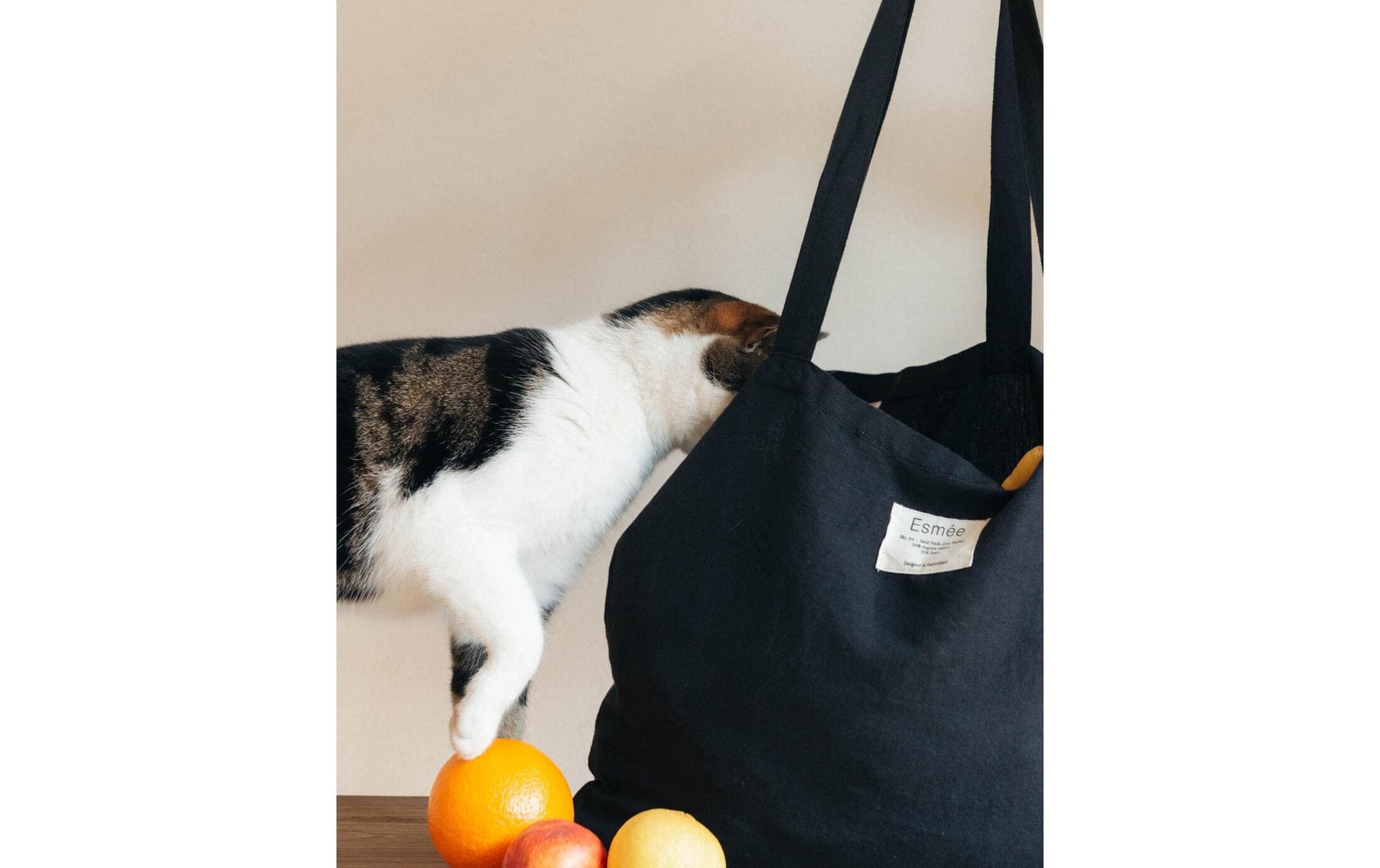 Esmée Stofftasche, Baumwolle/Leinen, Schwarz, 470×400×50 mm, Lange Henkel