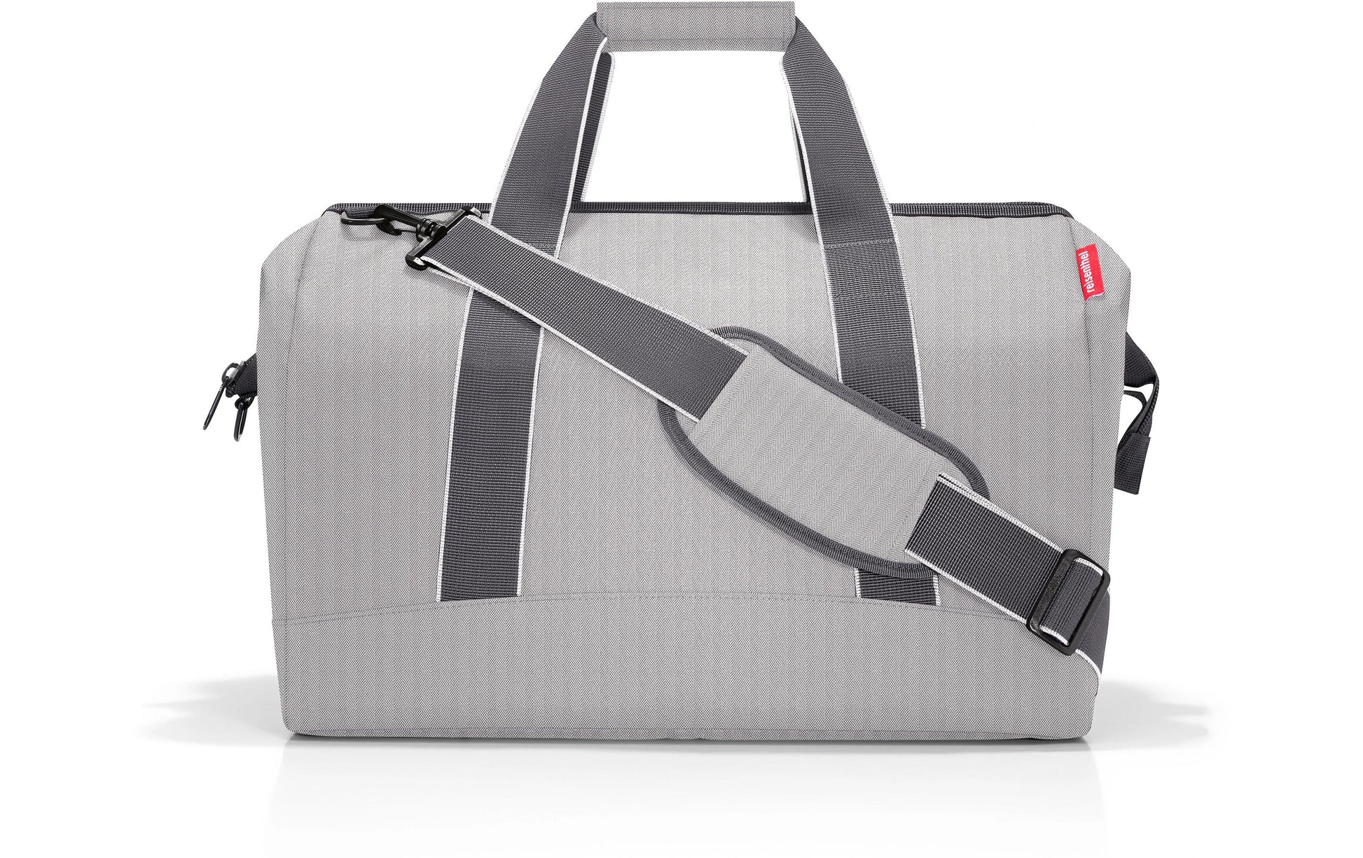 Reisenthel Umhängetasche Allrounder L – 30 l, Polyester, Herringbone Grau, 48 × 39,5 × 29 cm