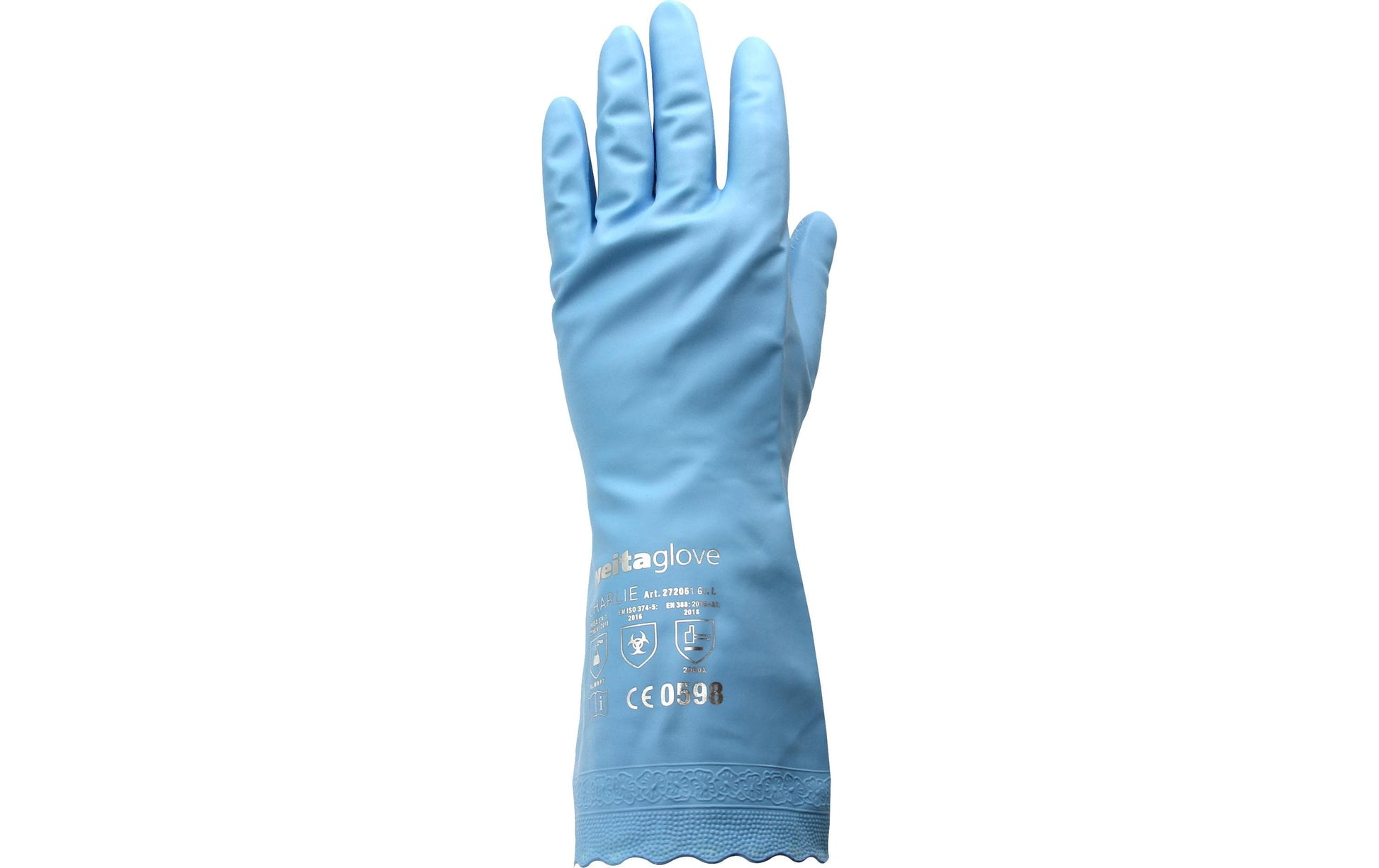 Weita Haushaltshandschuhe M – hohe Manschette, PVC, blau, 1 Paar, 30,5 cm
