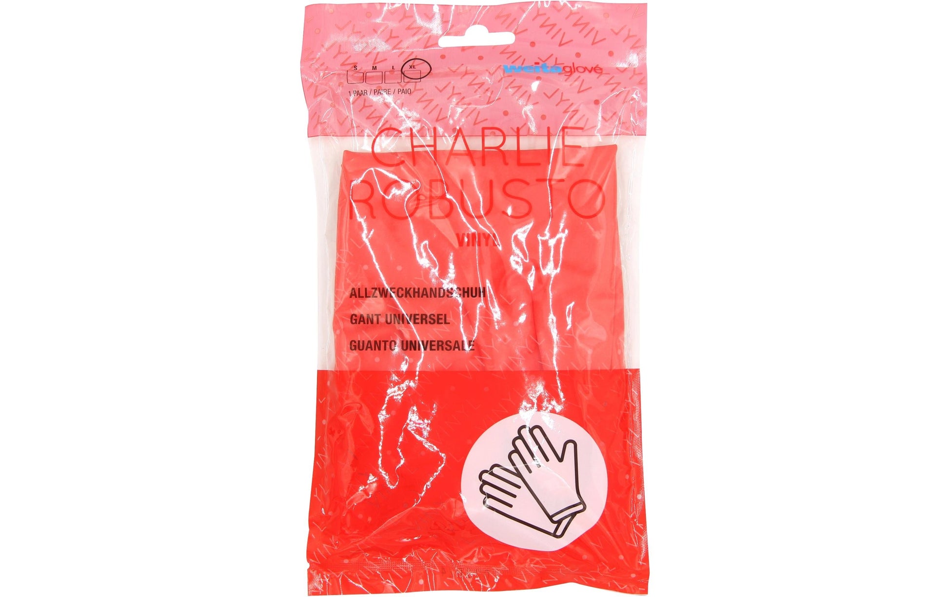 Weita Arbeitshandschuhe – XL, 1 Paar – PVC, Rot, Hohe Manschette 30,5 cm, chemikalienbeständig