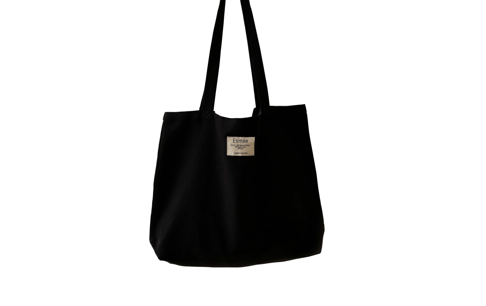 Esmée Stofftasche, Baumwolle/Leinen, Schwarz, 470×400×50 mm, Lange Henkel