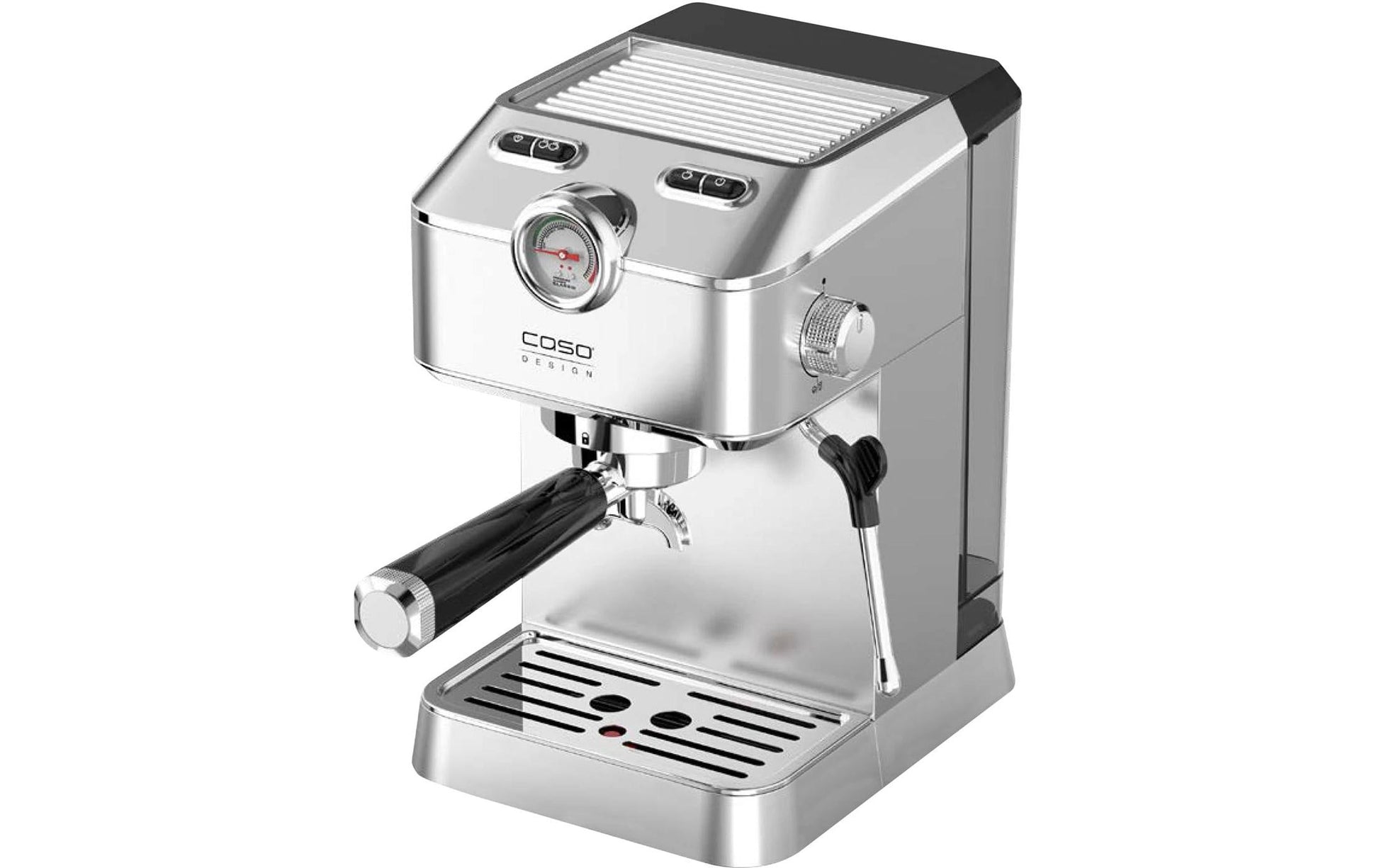 Caso Espressomaschine (Siebträger) – 19 bar, 1,5 l, Milchschaumdüse, Silber