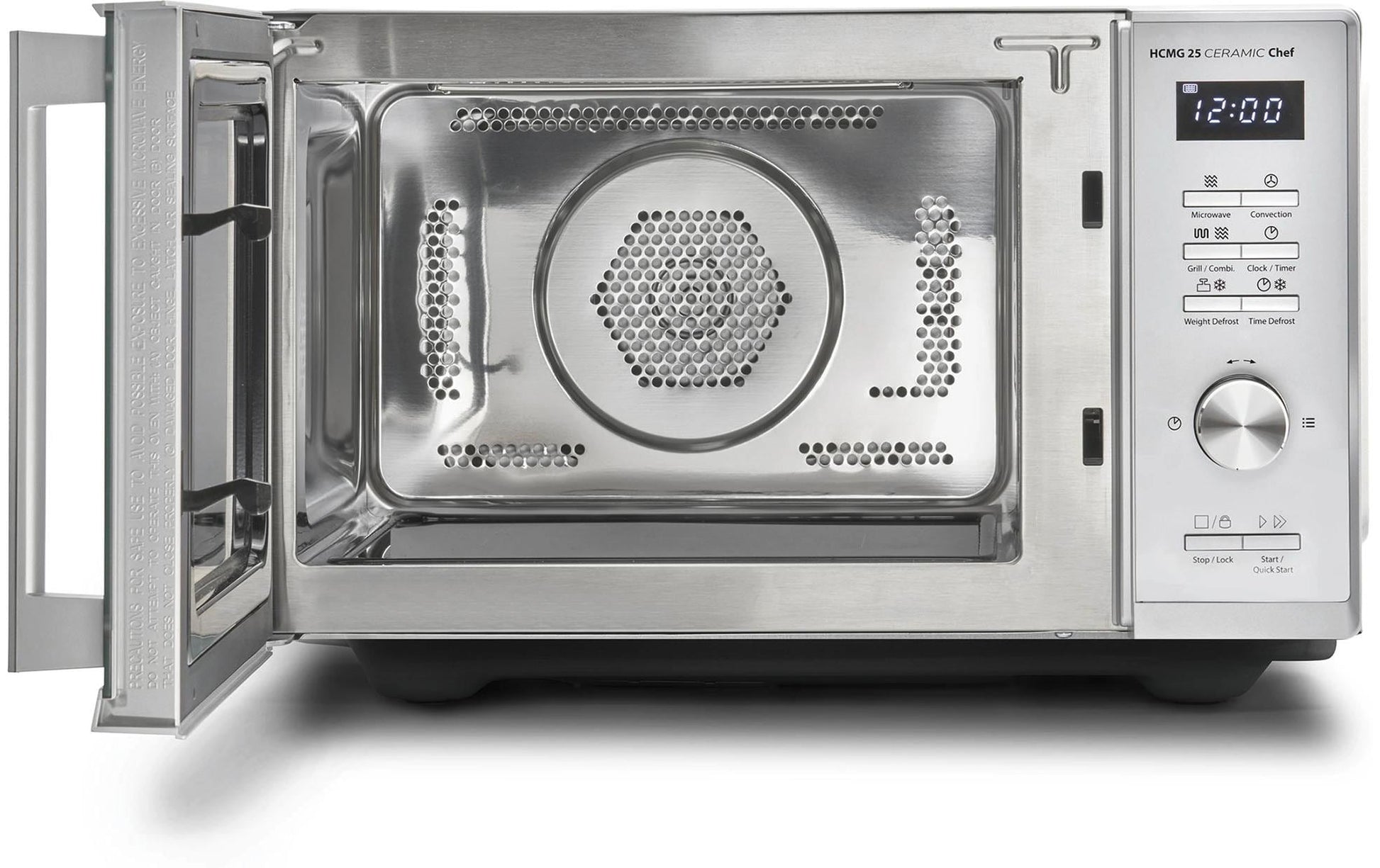 Caso Kombi-Mikrowelle HCMG 25 Ceramic Chef – 25 l, Grill & Heissluft, 900 W – silber