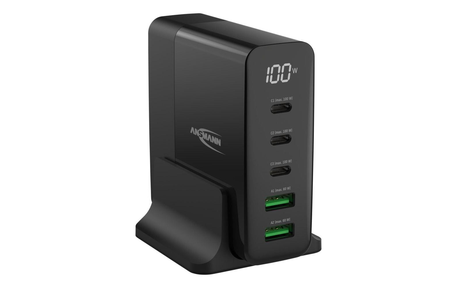 Ansmann DC5140PD Netzteil – 140 W, 1× USB-C + 4× USB-A, GaN