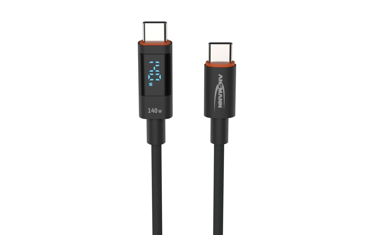 Ansmann USB-Kabel, USB-C zu USB-C, 1,2 m, Lade-/Datenkabel