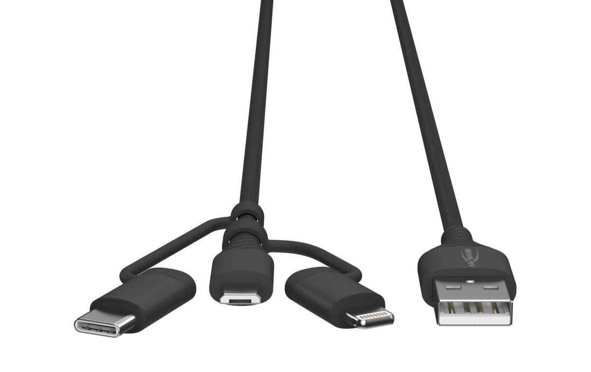 Ansmann Multi-Kabel – 3-in-1 USB-A auf USB-C/Micro-USB/Lightning 1,2 m – für iPhone/Android