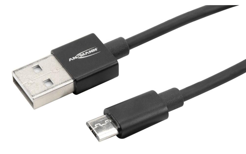 Ansmann USB-A auf Micro-USB-B Kabel – USB 2.0 (480 Mbit/s) – 1,2 m – Schwarz
