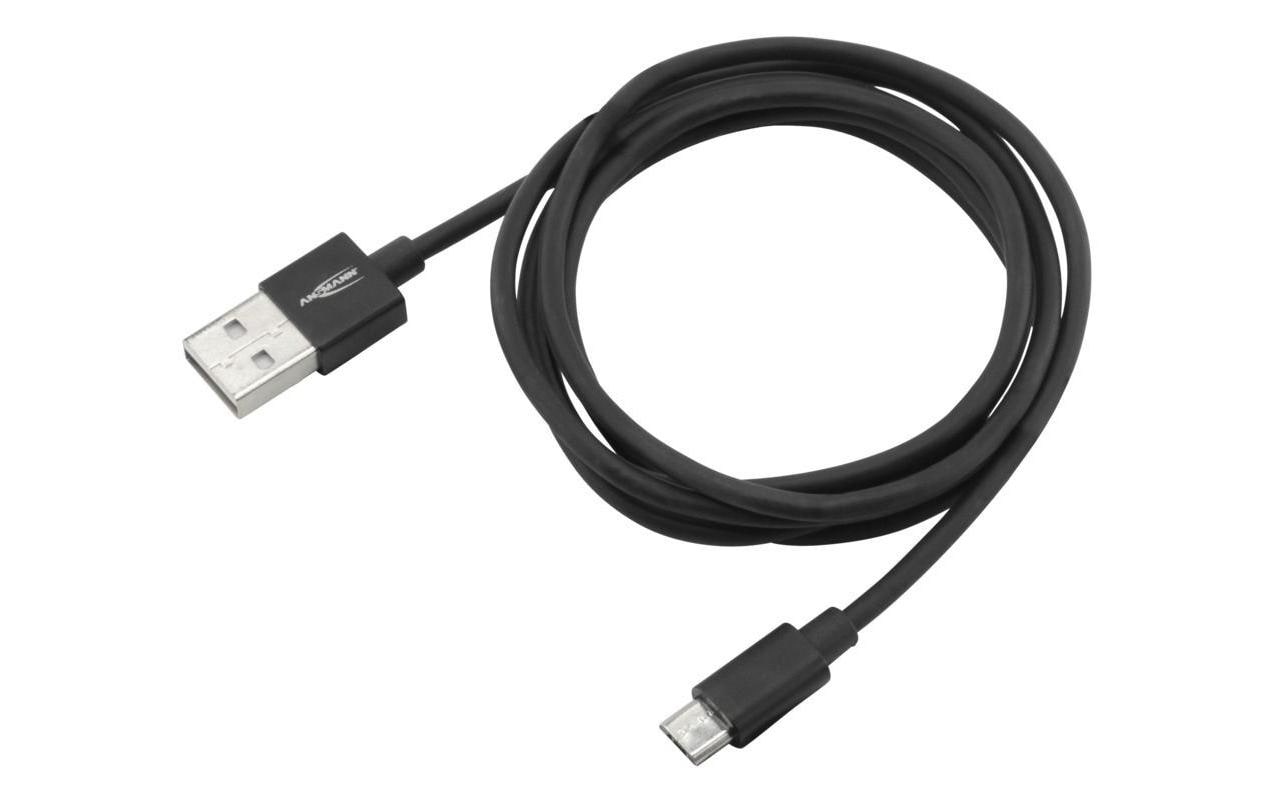 Ansmann USB-A auf Micro-USB-B Kabel – USB 2.0 (480 Mbit/s) – 1,2 m – Schwarz