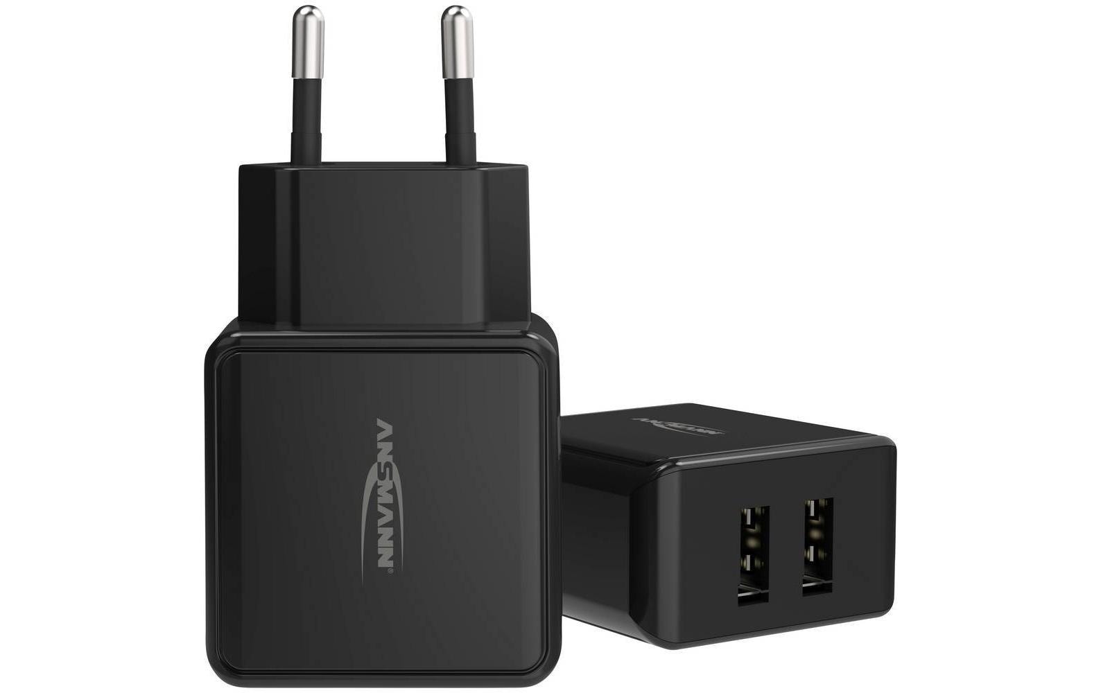Ansmann HC212 USB-Wandladegerät 12 W – USB-A×2 – für Smartphone, Tablet – schwarz