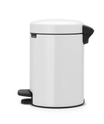 Brabantia NewIcon Treteimer – 3 l – Kunststoff, rund – weiss – Soft-Close