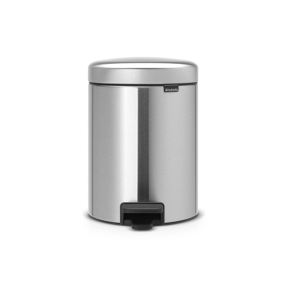 Brabantia NewIcon Treteimer – 5 l – Edelstahl, rund – Anti-Fingerprint, Anti-Rutsch-Basis
