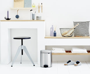Brabantia NewIcon Treteimer – 5 l – Edelstahl, rund – Anti-Fingerprint, Anti-Rutsch-Basis