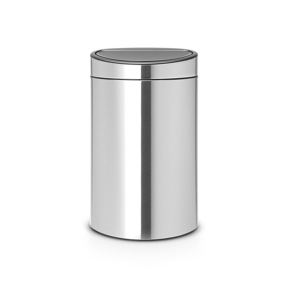 Brabantia Abfallcontainer – 40 l – mit Deckel – Edelstahl, Silber – Anti-Fingerprint-Deckel