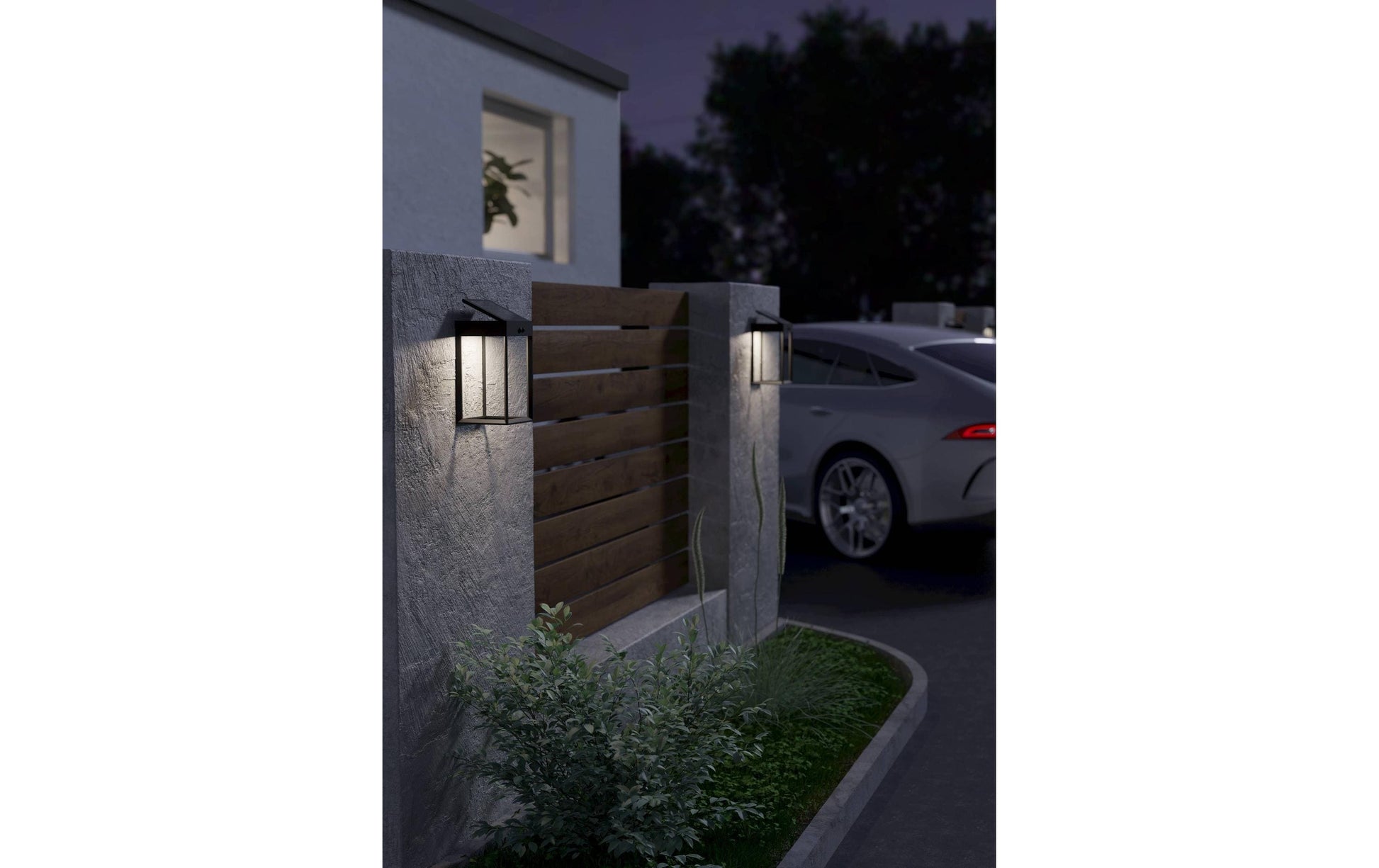 EGLO Aussenwandleuchte – 800 lm, 6 W – Neutralweiss, 4000 K – IP44 – Akku & Solar – Schwarz – Kunststoff