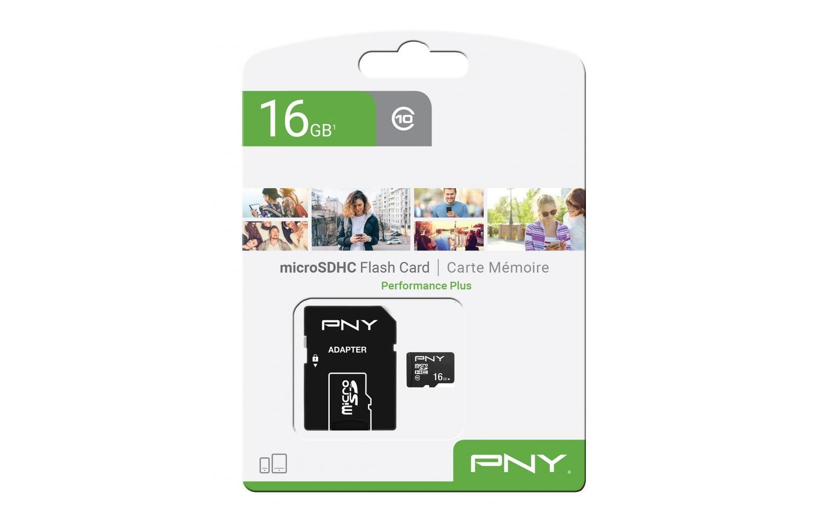 PNY Performance Plus microSDHC 16 GB – Klasse 10, 1er Pack