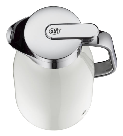 Alfi Thermoskanne Skyline – 1,5 l, H 30,5 cm, Edelstahl, Weiss matt, mit Deckel, Warmhaltezeit 12 h