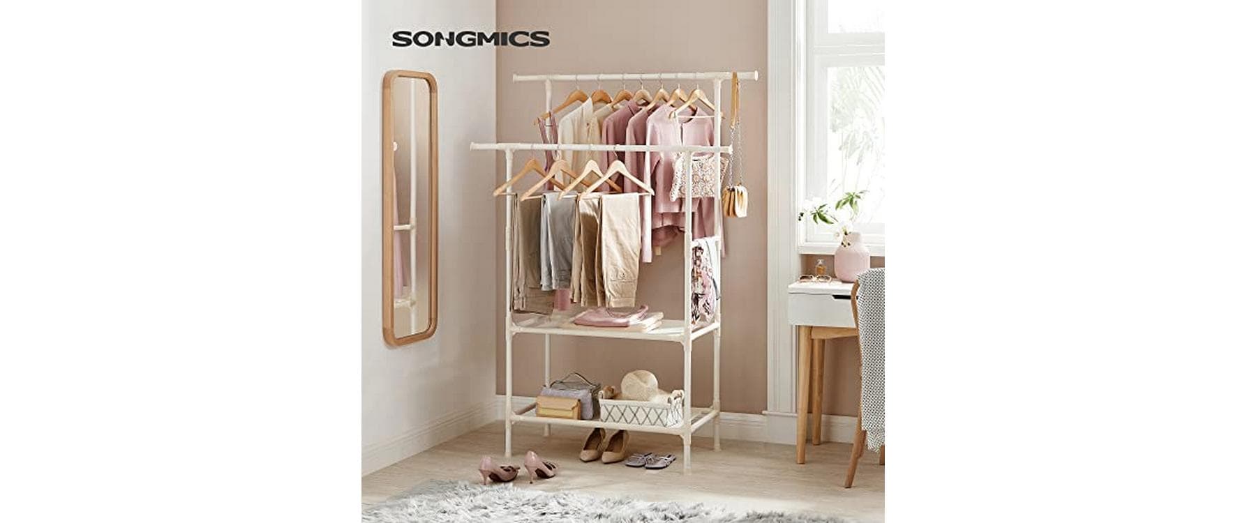 Songmics Garderobenständer – Eisen/Vlies – Weiss – 1'770 mm