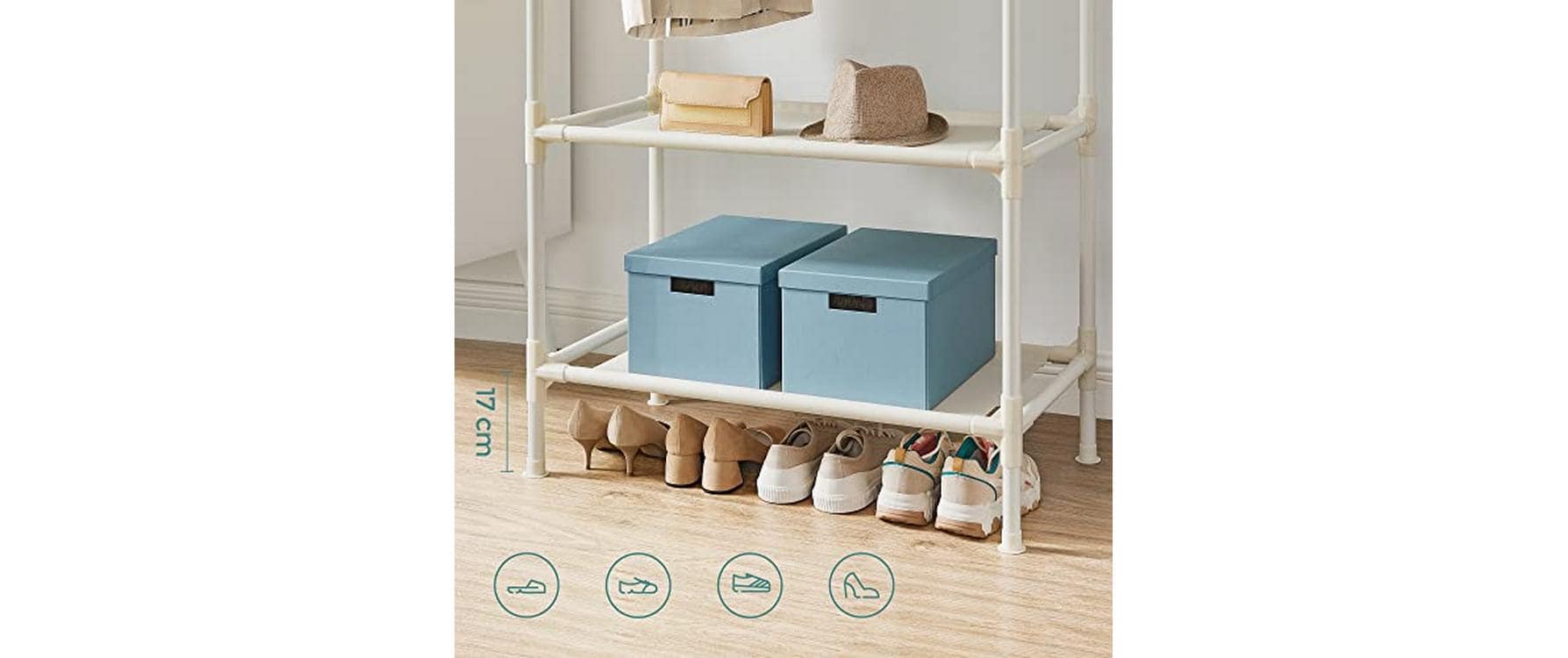 Songmics Garderobenständer – Eisen/Vlies – Weiss – 1'770 mm