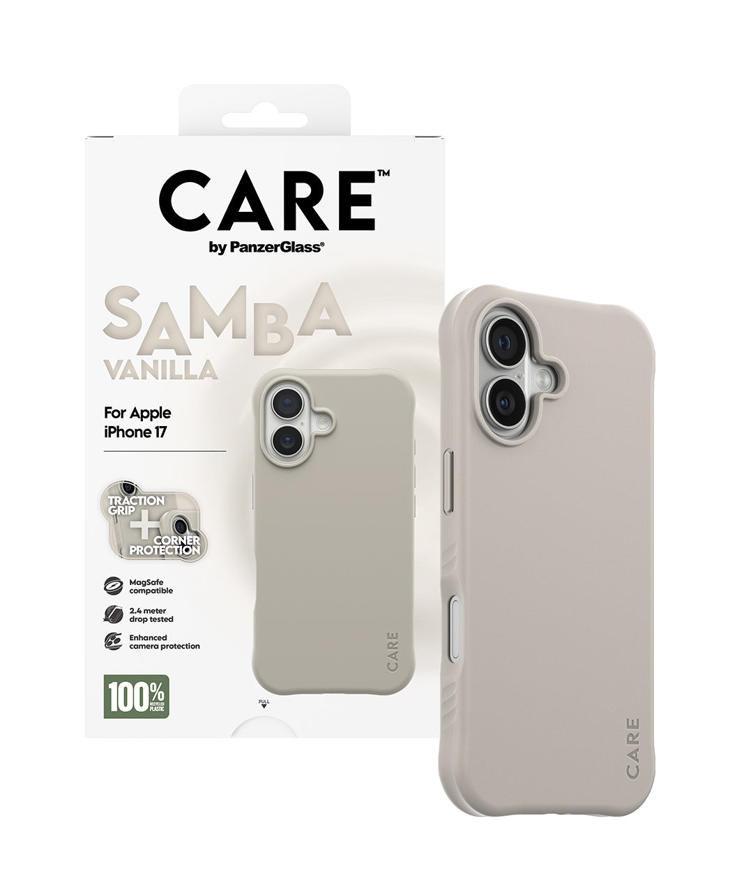 PanzerGlass Backcover CARE Samba – für Apple iPhone 17 – Beige – TPU – MagSafe-kompatibel
