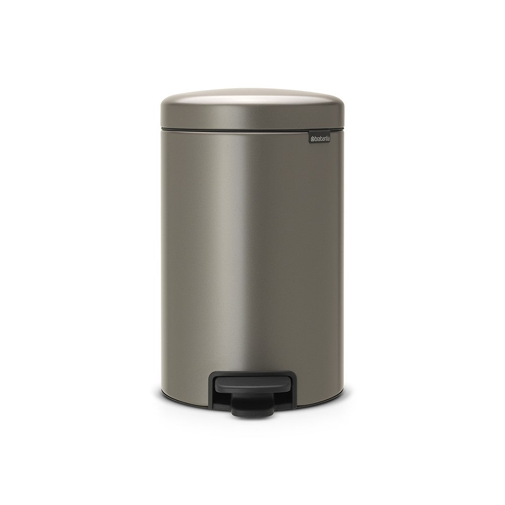 Brabantia NewIcon Papierkorb – 12 l, mit Deckel, Edelstahl – Ø 240 × H 411 mm