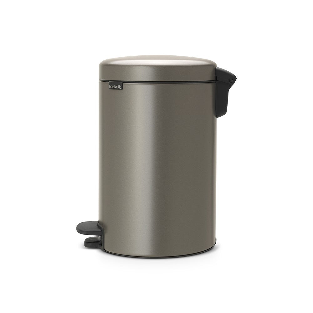Brabantia NewIcon Papierkorb – 12 l, mit Deckel, Edelstahl – Ø 240 × H 411 mm