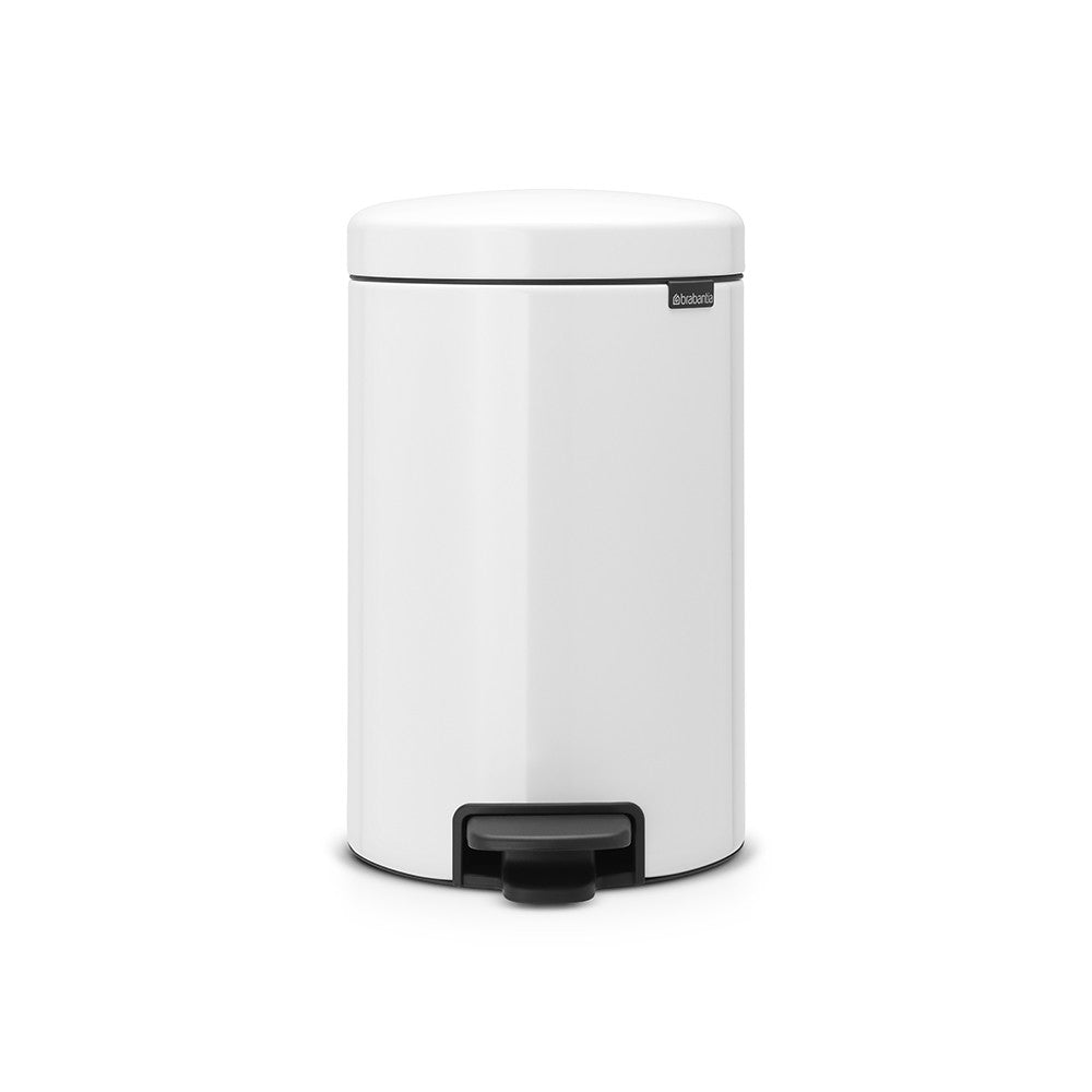 Brabantia NewIcon Treteimer – 12 l – Edelstahl, rund – Weiss – Soft-Close