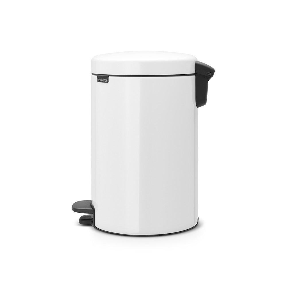 Brabantia NewIcon Treteimer – 12 l – Edelstahl, rund – Weiss – Soft-Close