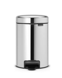 Brabantia Papierkorb NewIcon – 3 l – mit Deckel, Edelstahl – Ø 170 × H 264 mm, Anti-Rutsch-Basis