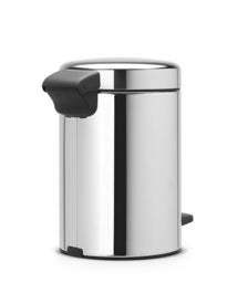 Brabantia Papierkorb NewIcon – 3 l – mit Deckel, Edelstahl – Ø 170 × H 264 mm, Anti-Rutsch-Basis