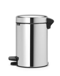 Brabantia Papierkorb NewIcon – 3 l – mit Deckel, Edelstahl – Ø 170 × H 264 mm, Anti-Rutsch-Basis