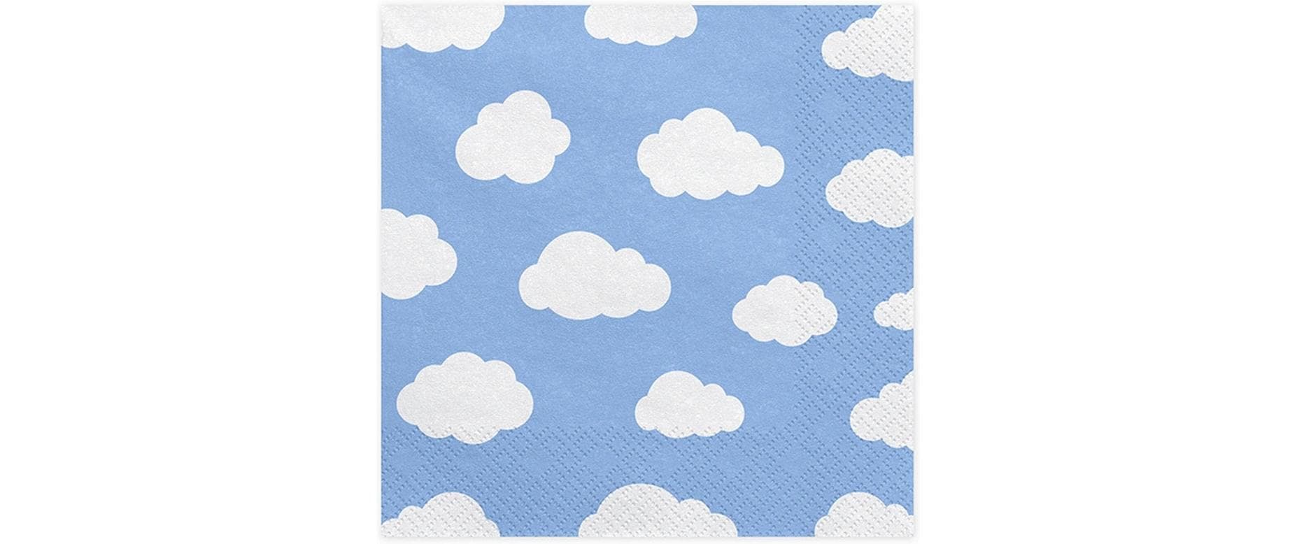PartyDeco Servietten Flugzeug Wolken – blau/weiss – 33 × 33 cm, 3-lagig – 20 Stück