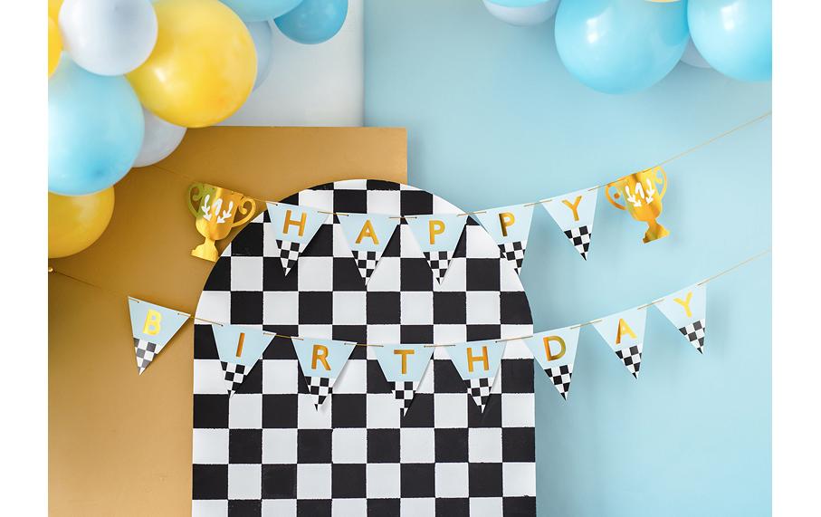 PartyDeco Fahnenbanner Happy Birthday – mehrfarbig – 250 × 13 cm – Papier – 1 Stück