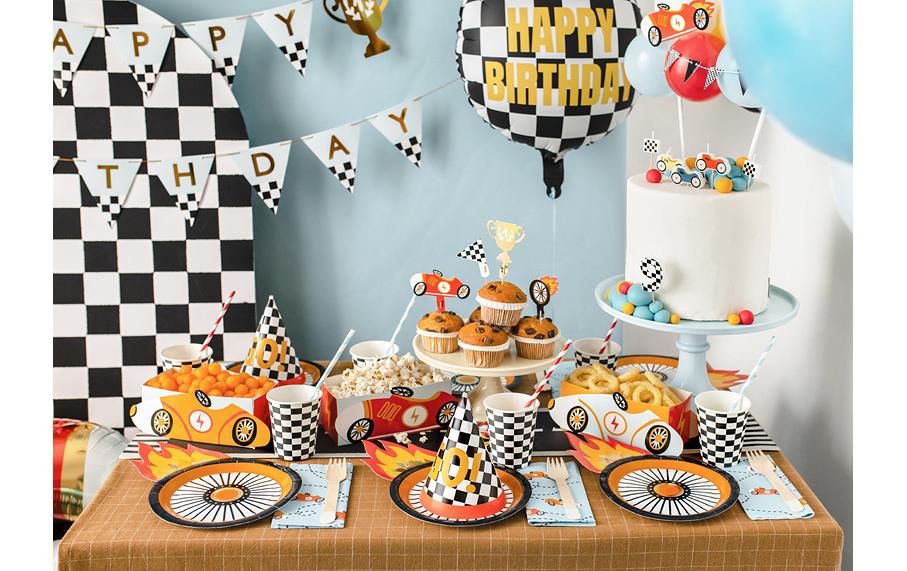 PartyDeco Becher, Papier/Karton – 2,2 dl, Ø 7,5 cm, Auto-Motiv – 6 Stk.