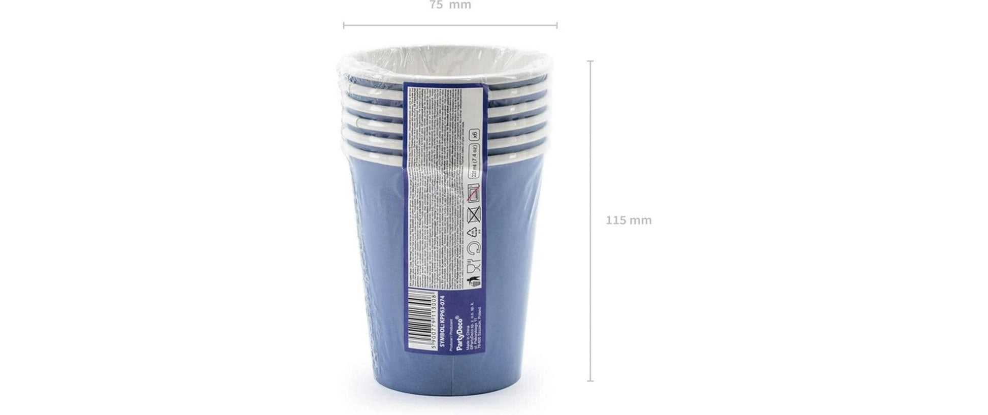 PartyDeco Becher, Papier – 2,2 dl, Marineblau – 6 Stk.