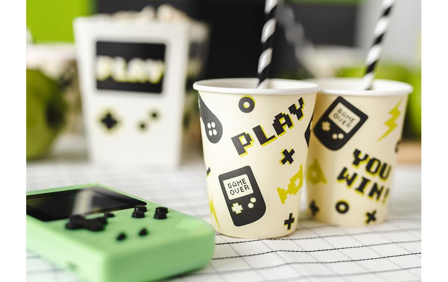 PartyDeco Becher Game, Papier – 2,2 dl, mehrfarbig – 6 Stk.