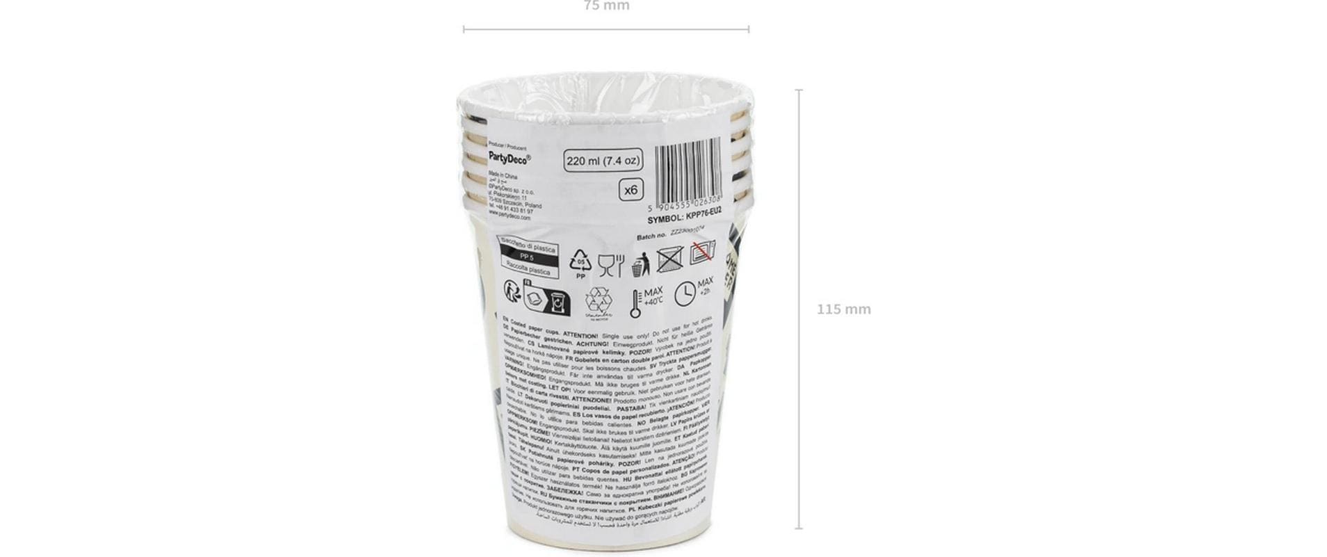 PartyDeco Becher Game, Papier – 2,2 dl, mehrfarbig – 6 Stk.