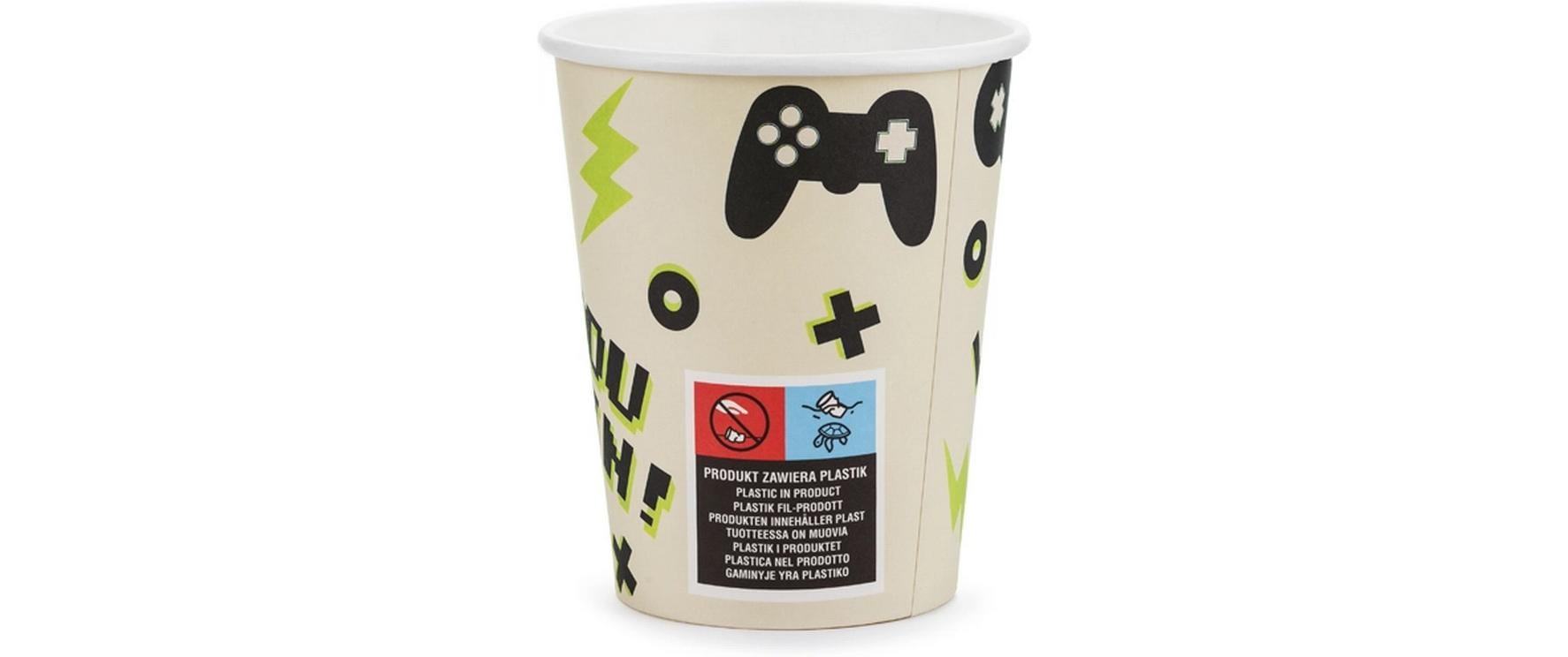 PartyDeco Becher Game, Papier – 2,2 dl, mehrfarbig – 6 Stk.