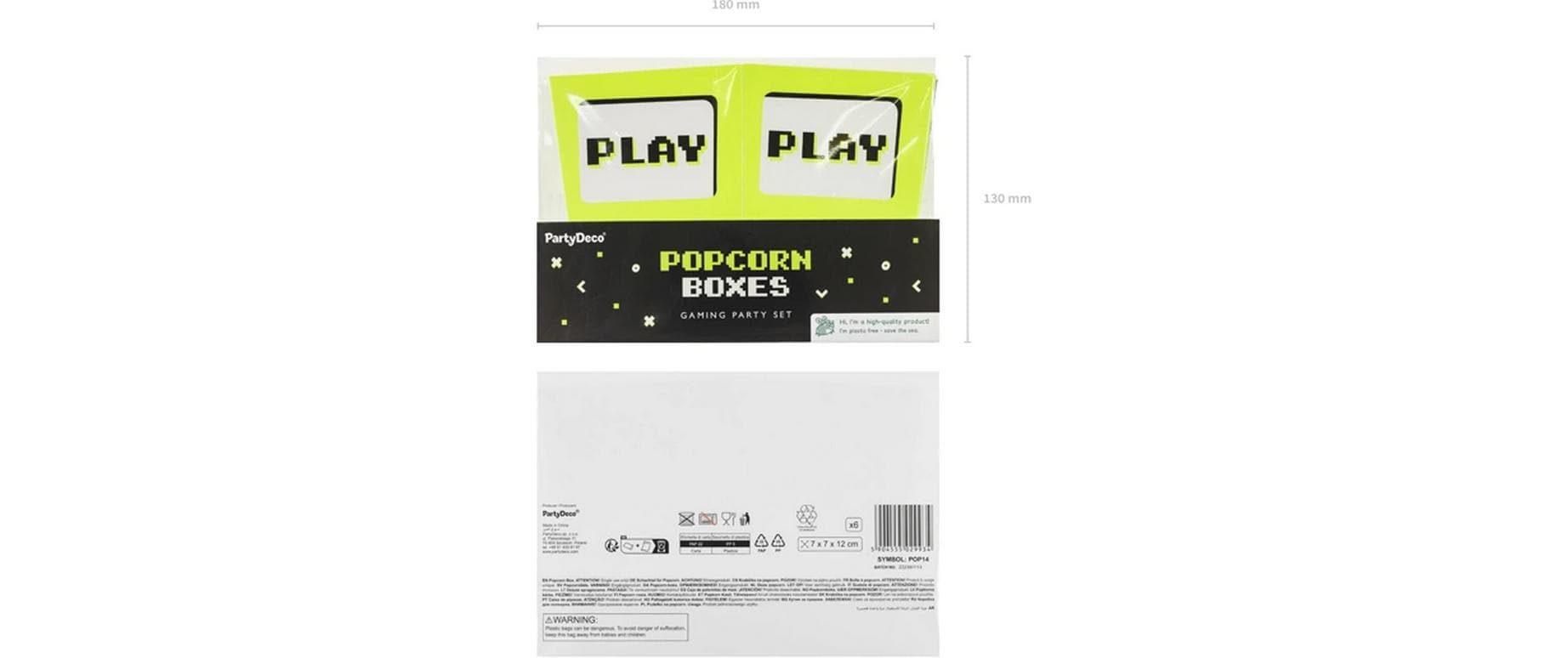 PartyDeco Fingerfood-Schale, Papier/Karton, quadratisch – 70 × 70 × 120 mm, mehrfarbig – 6 Stk.