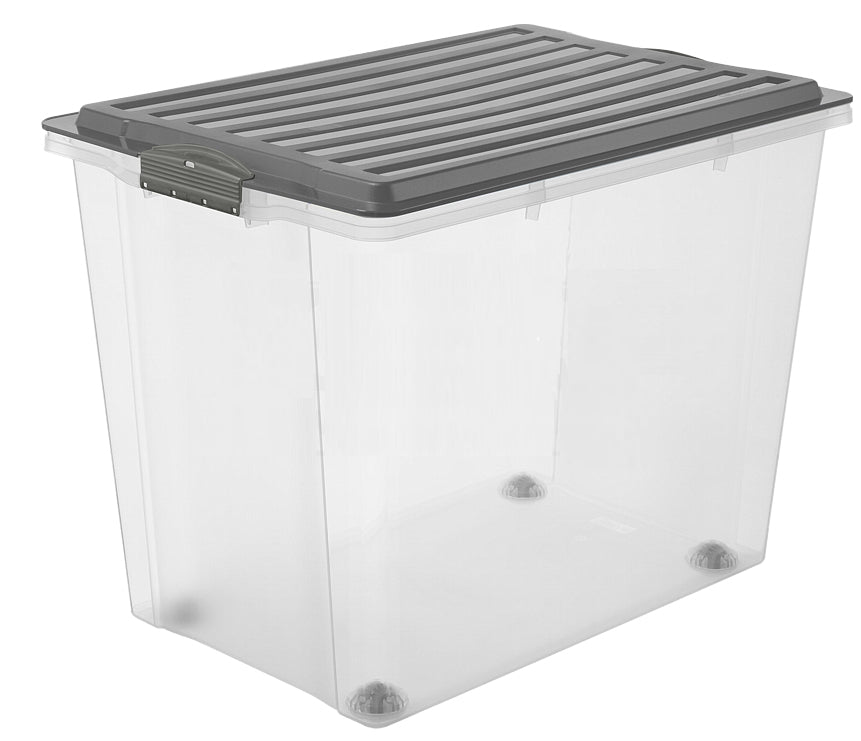 Rotho Aufbewahrungsbox 70 l (mit Deckel) – Polypropylen (PP) – Anthrazit – 395 × 435 × 570 mm