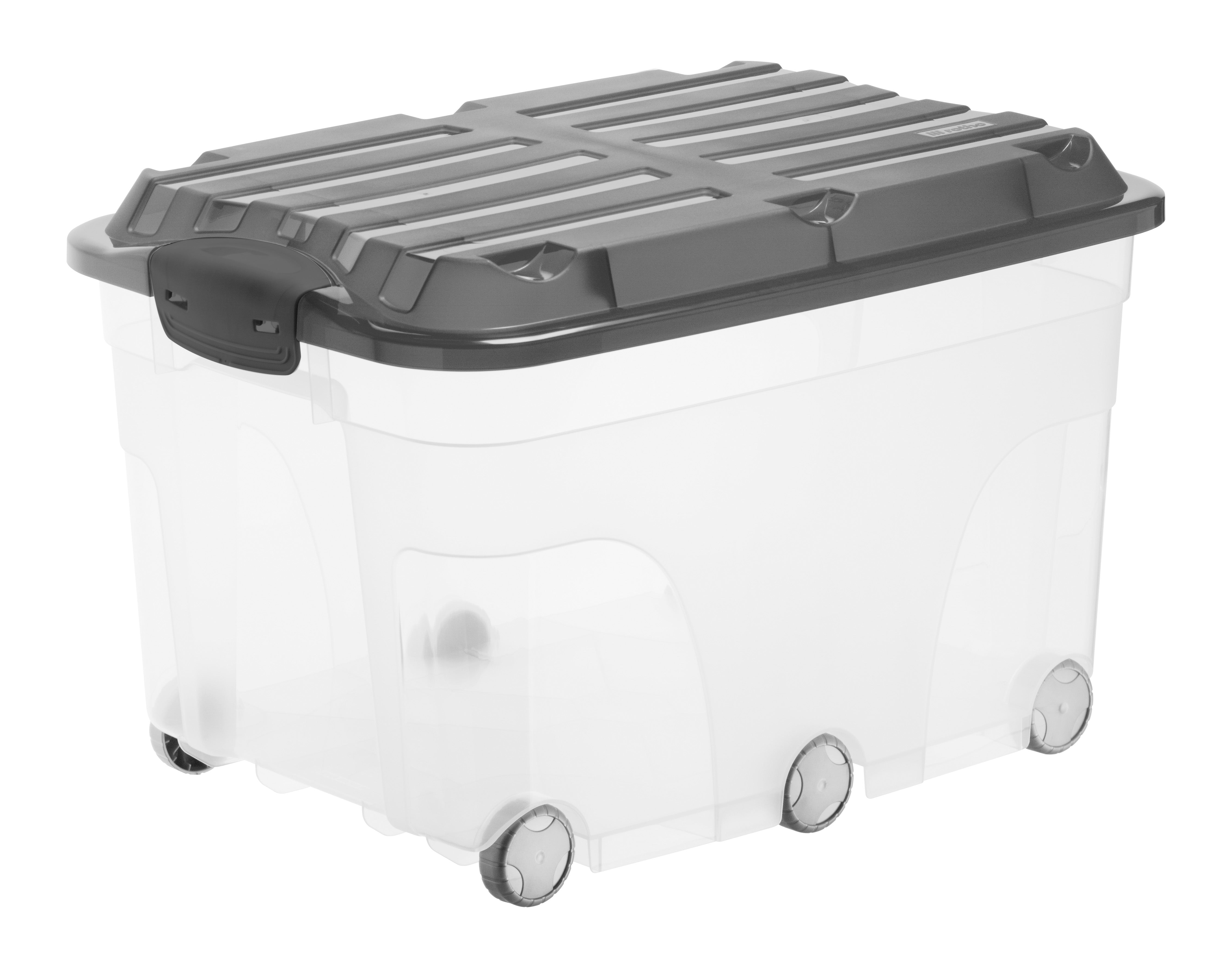 Rotho Rollerbox 6 Aufbewahrungsbox 57 l (mit Deckel) – Polypropylen – Anthrazit/Transparent
