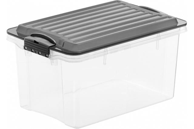 Rotho Kompakte Aufbewahrungsbox 38 l (mit Deckel) – Polypropylen – Anthrazit – 400 × 250 × 570 mm